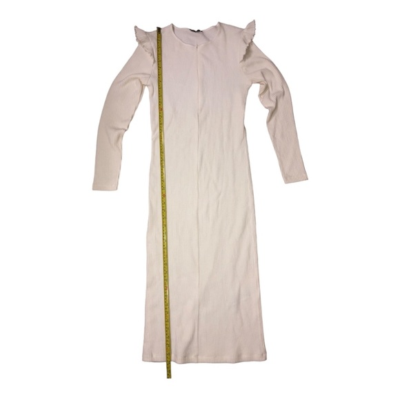 Zara offwhite zip front ruffled shoulder long sleeve sweater dress size large - Picture 14 of 16